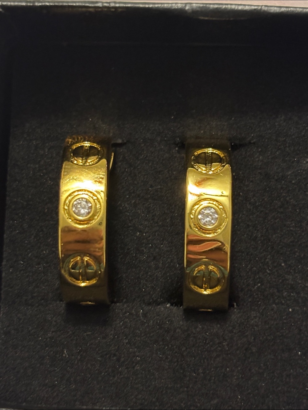 Cartier Gold Hoop Earrings with Diamond Accents